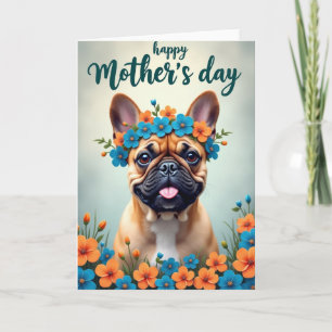 Cartão do Dia das Mães Floral Cachorrinho
