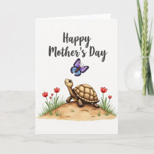 Cartão do Dia das Mães Floral da Tartaruga
