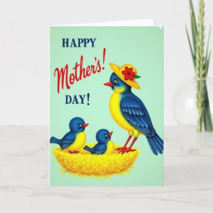 Cartão do Dia das Mães Floral do Pássaro