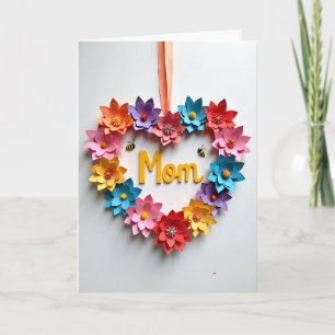 Cartão do Dia das Mães Floral em Coração