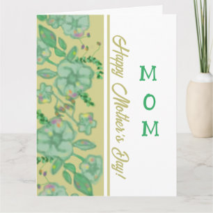 Cartão do Dia das Mães Floral Folhagem Verde Doura