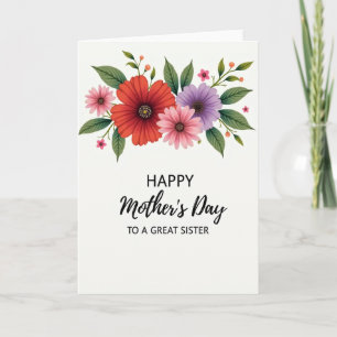 Cartão do Dia das Mães Floral Grande Irmã