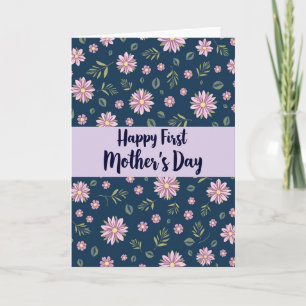 Cartão do Dia das Mães Floral Navy