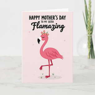 Cartão do Dia das Mães Floral Pássaro Rosa