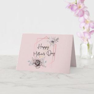 Cartão do Dia das Mães Floral Rosa com mensagem in