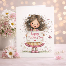 Cartão do Dia das Mães Flores Doces com Poema