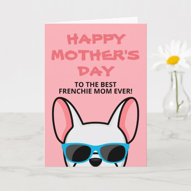 Cartão do Dia das Mães Frenchie Branco para Bulldo (Planta pequena)