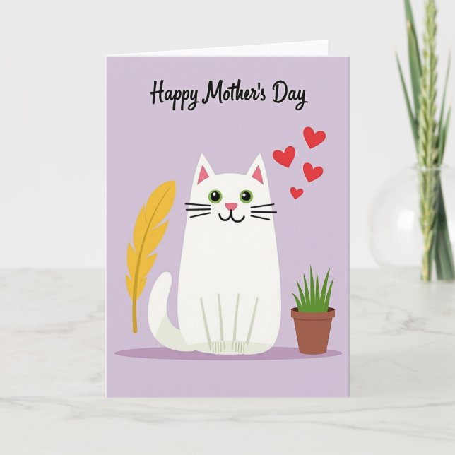 Cartão do Dia das Mães Gato Fofo (Frente)
