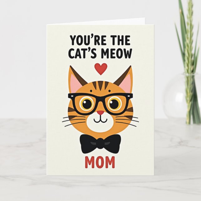 Cartão do Dia das Mães Gato Fofo (Frente)