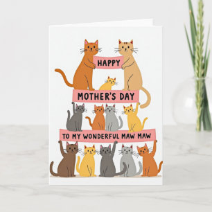 Cartão do Dia das Mães Gatos Alegres