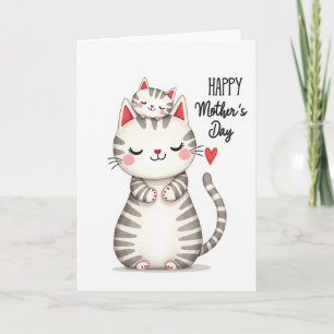 Cartão do Dia das Mães Gatos Amorosos