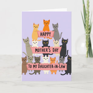Cartão do Dia das Mães Gatos Encantadores