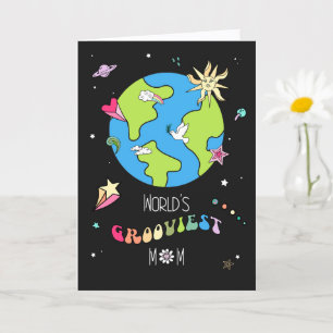 Cartão do Dia das Mães Groovy Mom com Arte Retro T