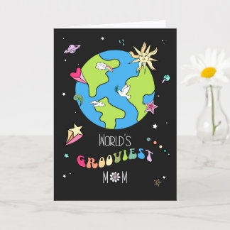 Cartão do Dia das Mães Groovy Mom com Arte Retro T