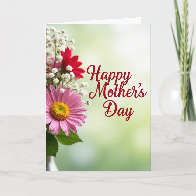 Cartão do Dia das Mães Listrado de Primavera (Frente)