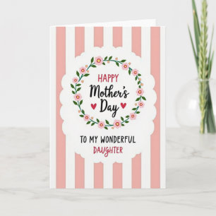 Cartão do Dia das Mães Listrado Feliz para a Filha