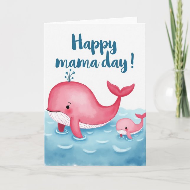 Cartão do Dia das Mães Marinhas Rosa (Frente)