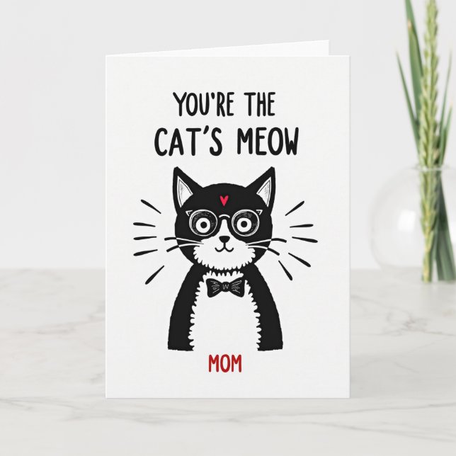 Cartão do Dia das Mães Miado de Gato (Frente)