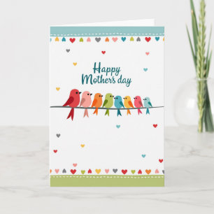 Cartão do Dia das Mães Minimalista de Pássaros