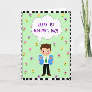 Cartão do Dia das Mães para Gêmeos Recém-Nascidos