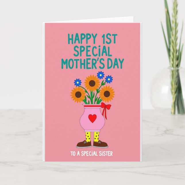 Cartão do Dia das Mães para Irmã Floral (Frente)