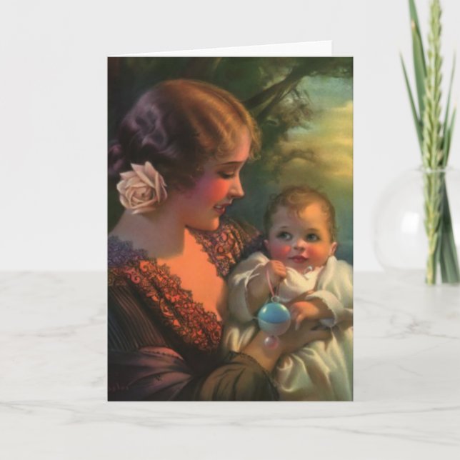 Cartão do Dia das Mães para Mãe e Bebê (Frente)