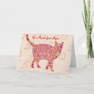 Cartão do Dia das Mães Perfeito com Padrão de Gato