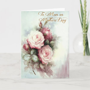 Cartão do Dia das Mães Rosa Vintage