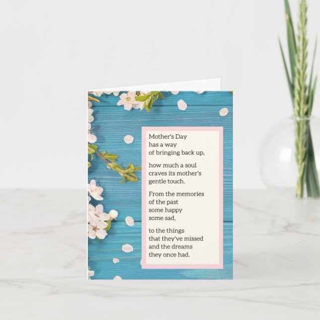 Cartão do Dia das Mães sem Mãe - Poema (Frente)