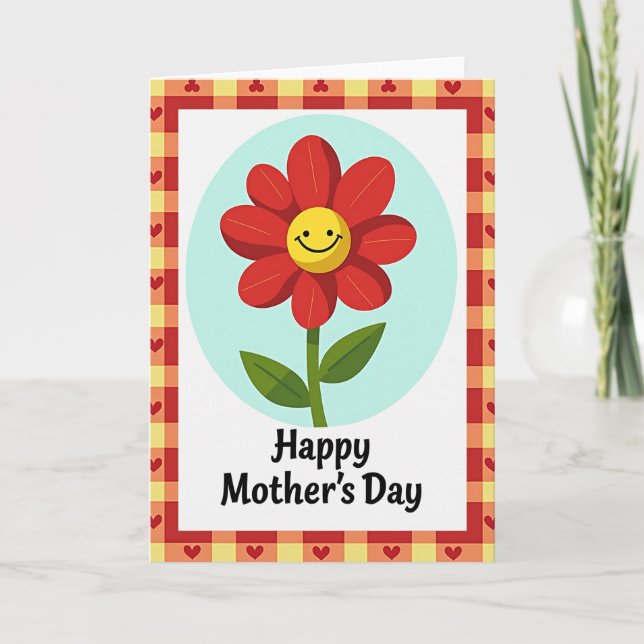 Cartão do Dia das Mães Sorrisos Florais (Frente)