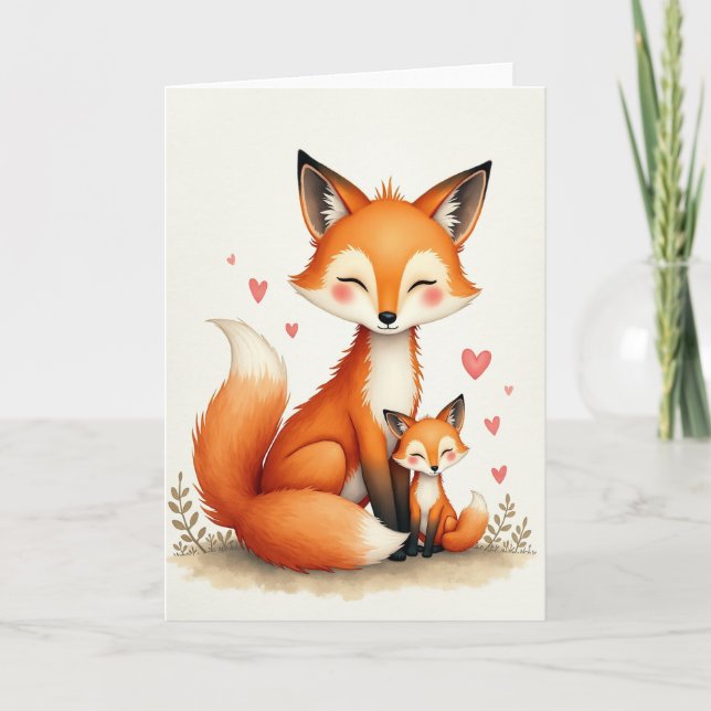 Cartão do Dia das Mães Sweet Vulpine (Frente)