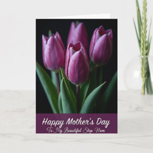 Cartão do Dia das Mães Tulipa Ameixa