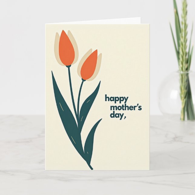 Cartão do Dia das Mães Tulipa Laranja Queimada (Frente)