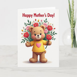 Cartão do Dia das Mães Urso Floral