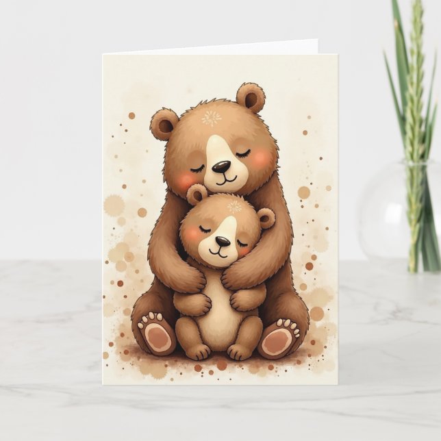 Cartão do Dia das Mães Urso Marrom (Frente)
