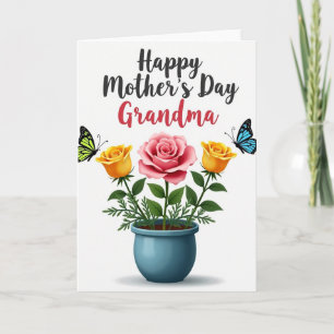 Cartão do Dia das Mães Vaso de Amor Azul