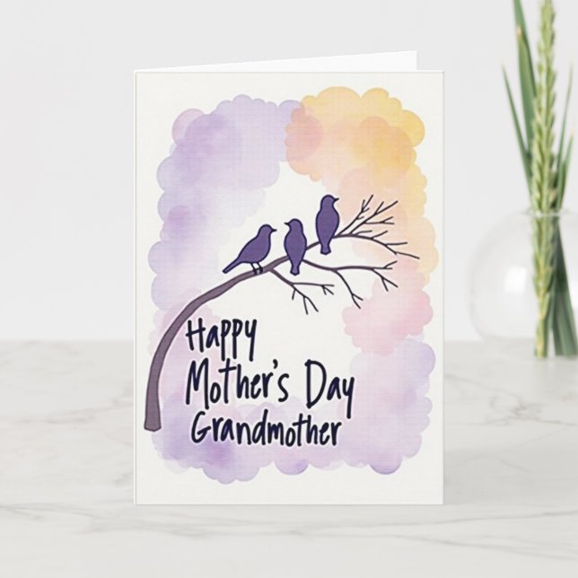 Cartão do Dia das Mães Violet Birds (Frente)