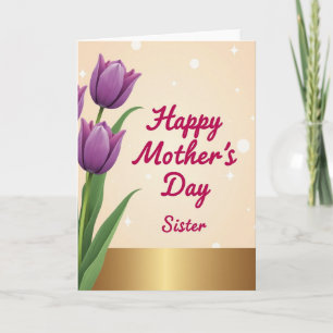 Cartão do Dia das Mães Violeta Tulipa