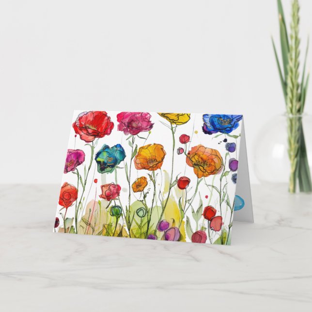 Cartão do Dia das Mães Vivid Poppy Panorama (Frente)