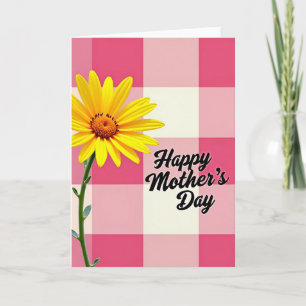Cartão do Dia das Mães Xadrez Rosa