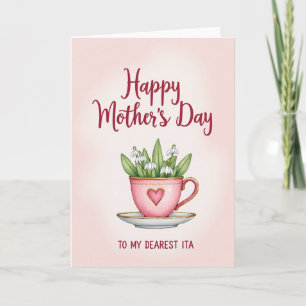 Cartão do Dia das Mães Xícara Rosa