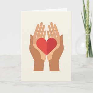 Cartão do Dia das Mãos Amorosas e Corações