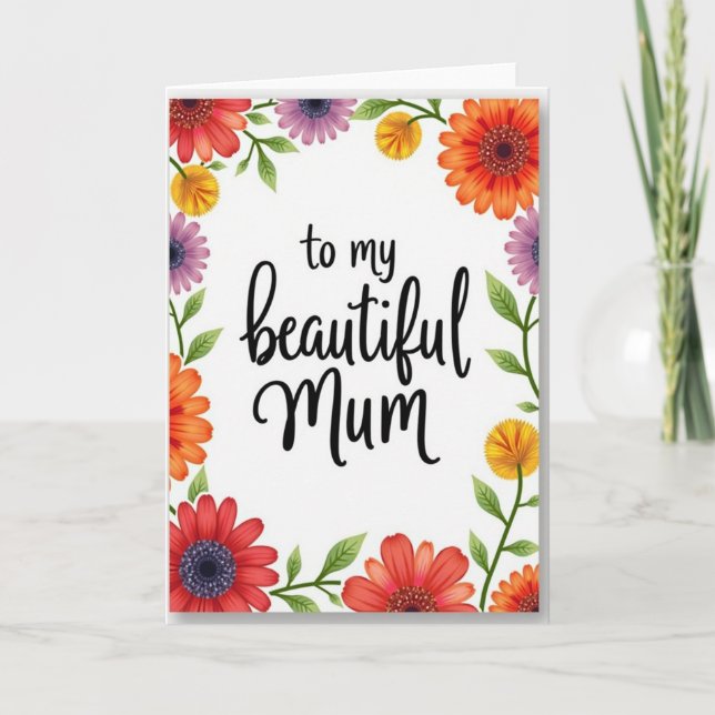 Cartão do Dia das Mums Florais (Frente)