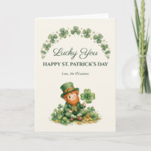 Cartão do Dia de São Patrício Aguarela Leprechaun