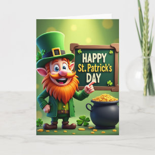 Cartão do Dia de São Patrício do Leprechaun Sortud