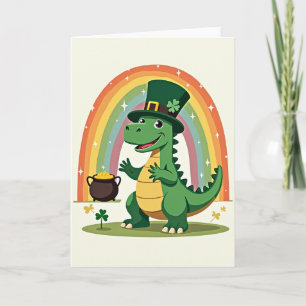 Cartão do Dia de Sorte do Dinossauro Arco-íris