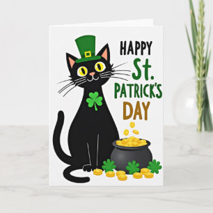 Cartão do Dia de Sorte do Gato Shamrock