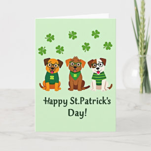 Cartão do Dia Divertido do St. Patrick's Dogs