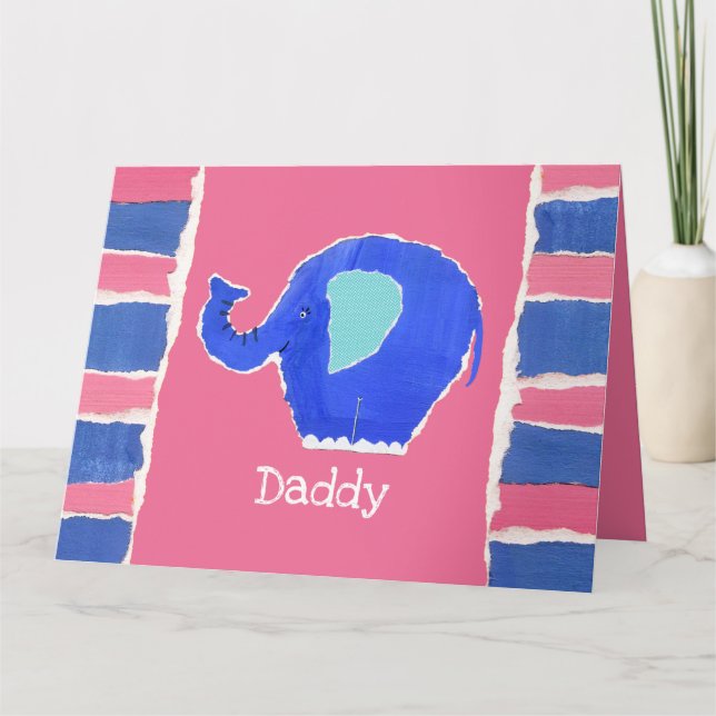Cartão do Dia do Pai do Elefante Fofo Personalizad (Frente)