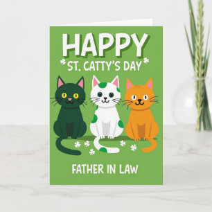Cartão do Dia do Sogro Shamrocks Gatos Verdes